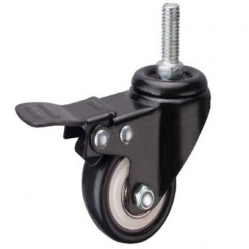 Roda PU Hitam 2 inch CASTER Taiwan Drat Rem